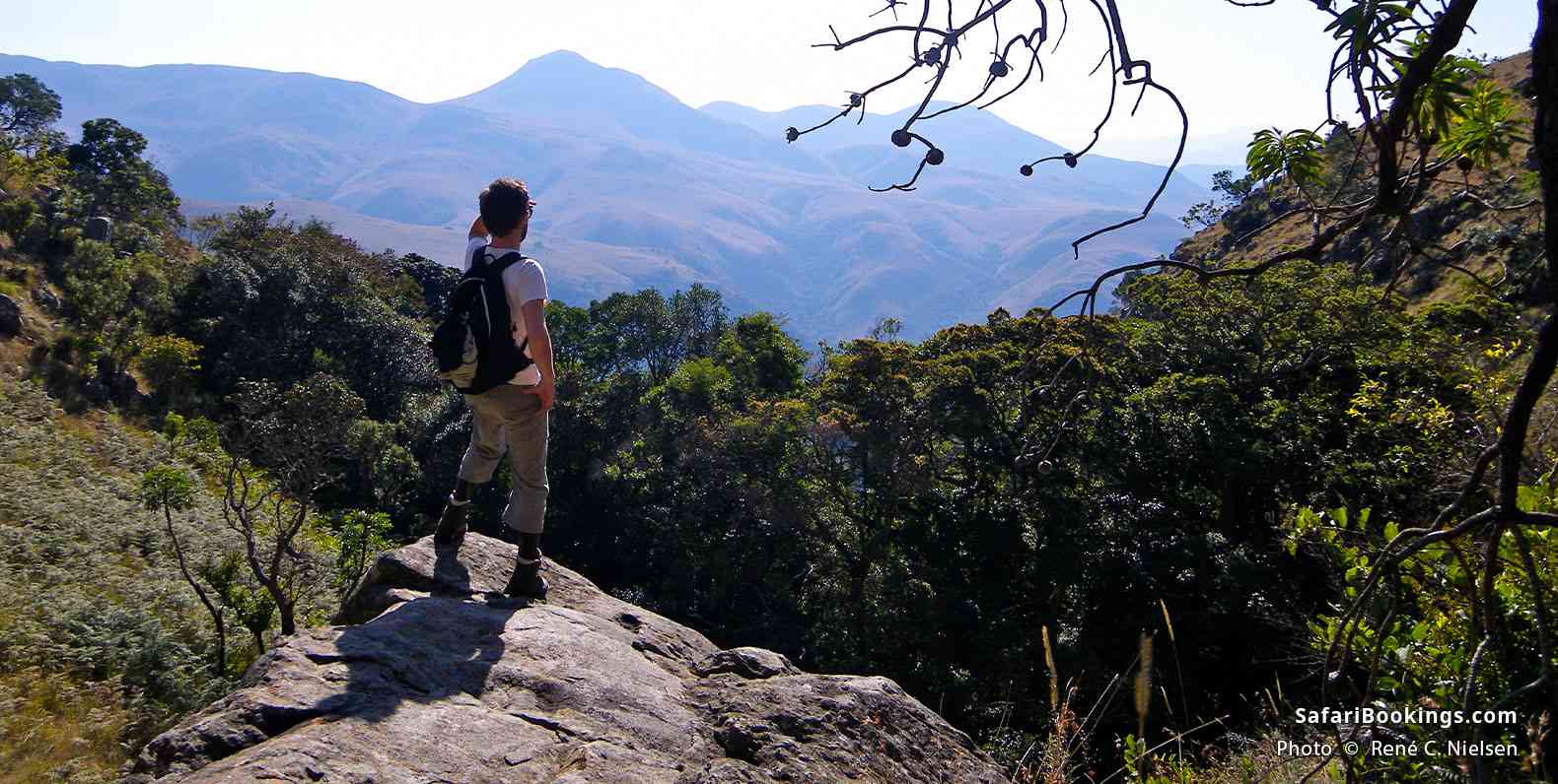 Tourist enjoying the mountainous scenery