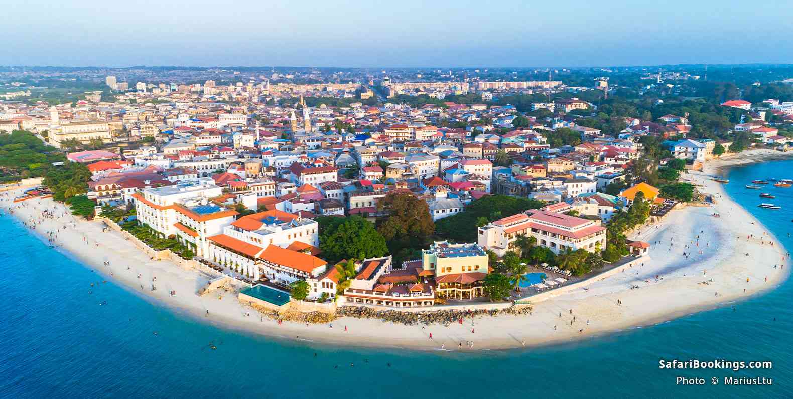 Aerial view over Stone Town, Zanzibar
