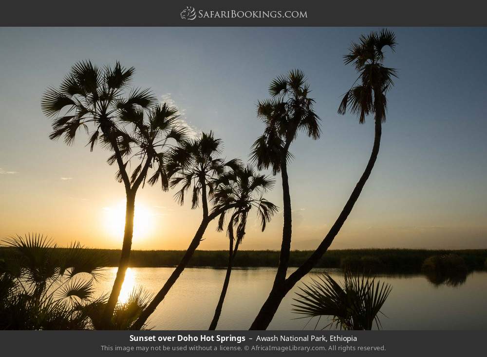 Sunset over Doho Hot Springs in Awash National Park, Ethiopia