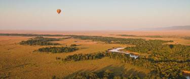 Balloon safari over the savannah plains of the Masai Mara