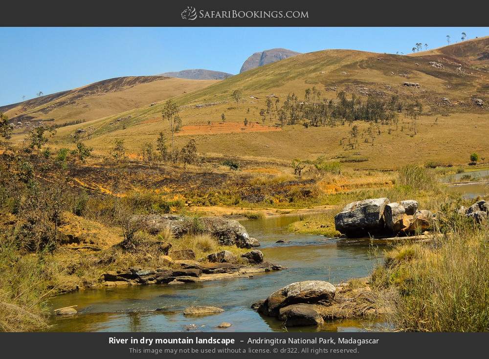 River in dry mountain landscape, Andringitra NP in Andringitra National Park, Madagascar