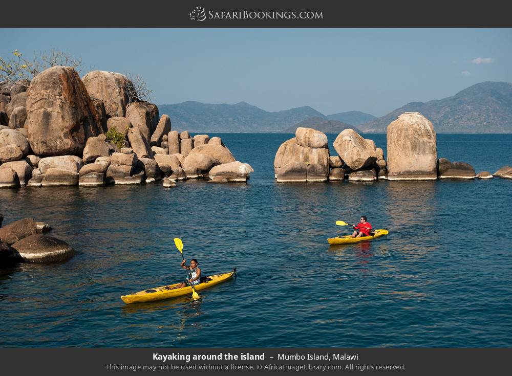 Kayaking around Mumbo Island in Mumbo Island, Malawi