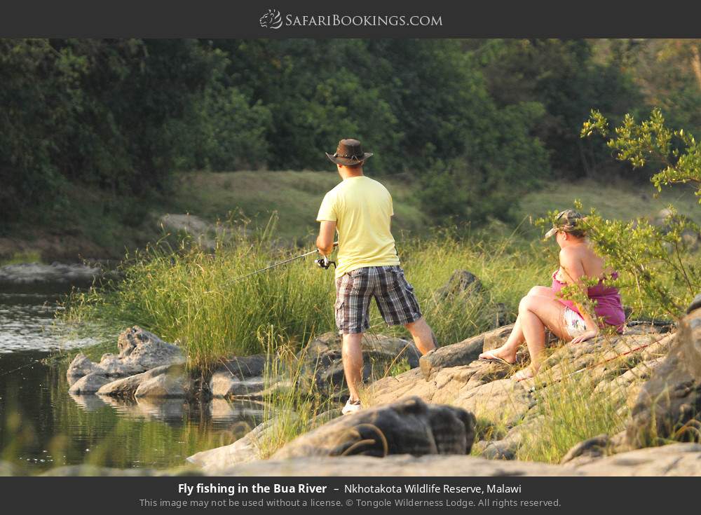 Fly fishing in the Bua River in Nkhotakota Wildlife Reserve, Malawi