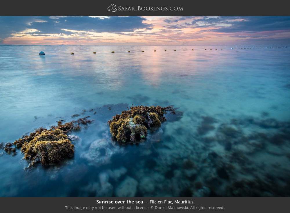 Sunrise over the sea at Flic-en-Flac in Flic-en-Flac, Mauritius