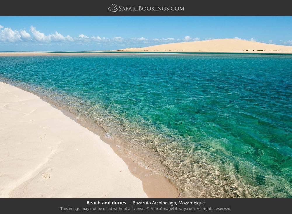 Beach and dunes in the Bazaruto Archipelago in Bazaruto Archipelago, Mozambique