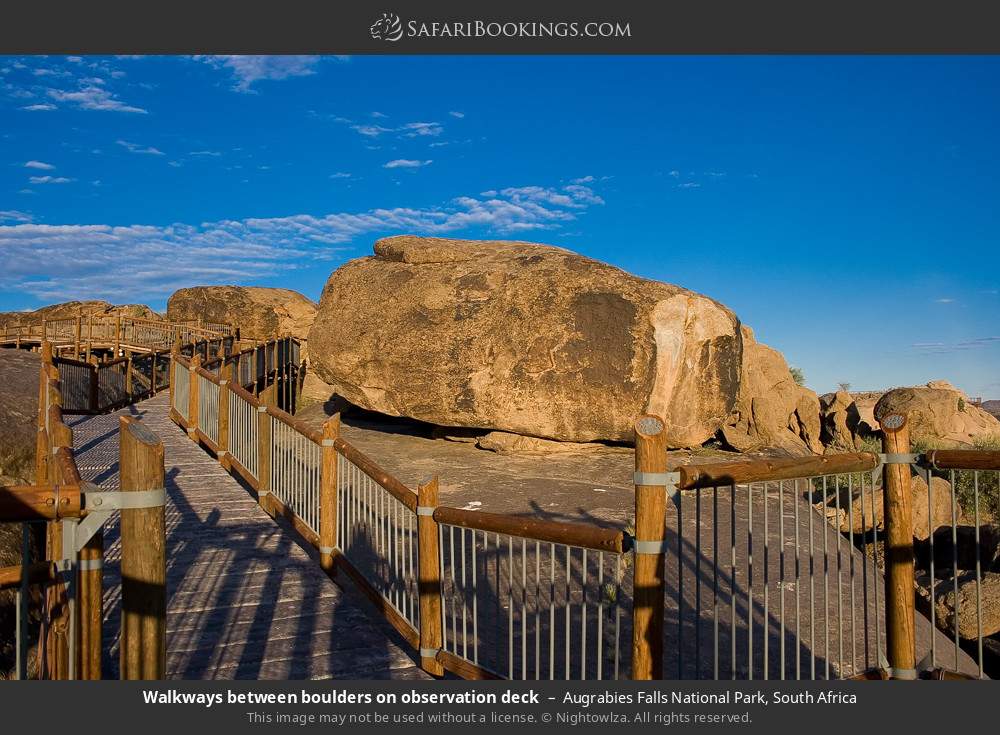 Walkways between boulders on observation deck in Augrabies Falls National Park, South Africa