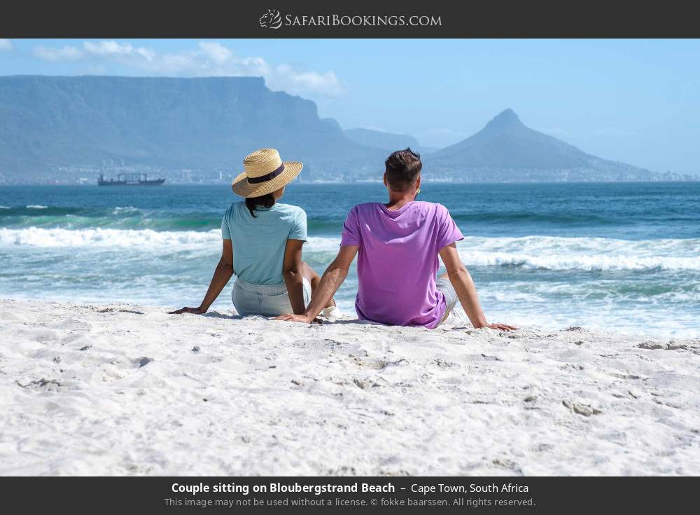 Couple on Bloubergstrand Beach in Cape Town in Cape Town, South Africa