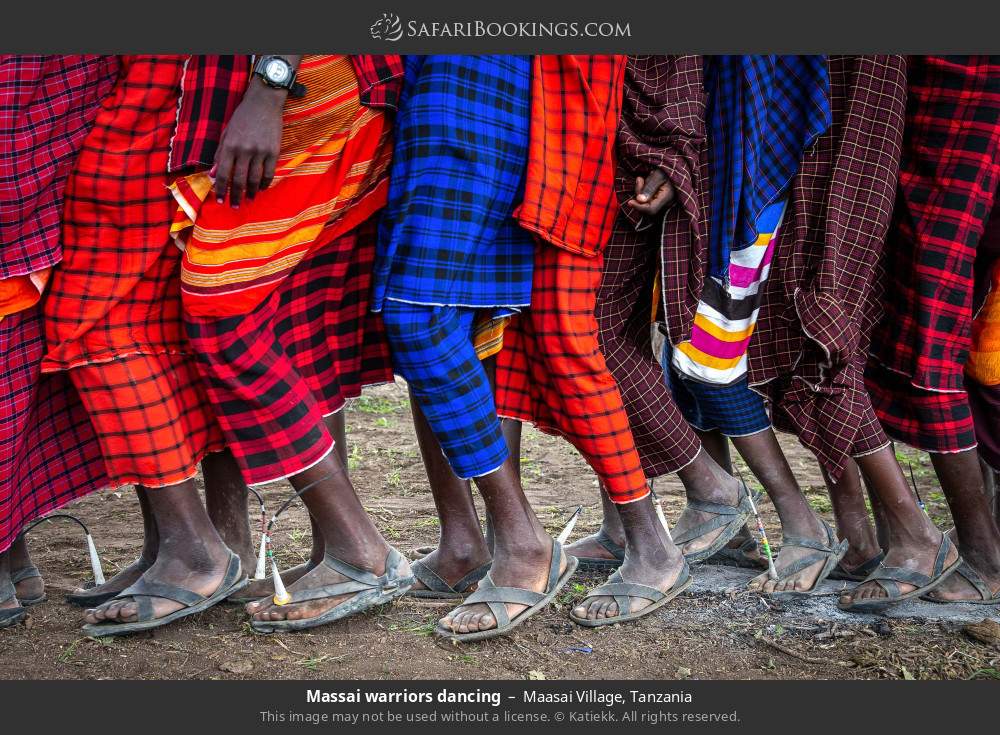 Maasai warriors dancing in Maasai Village, Tanzania