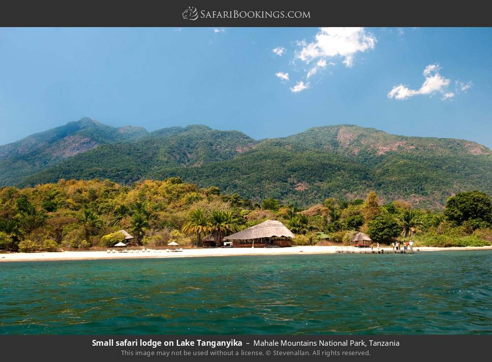 Small safari lodge on Lake Tanganyika in Mahale Mountains National Park, Tanzania