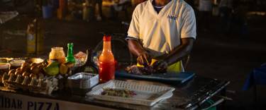 Food stall at Forodhani Gardens at night