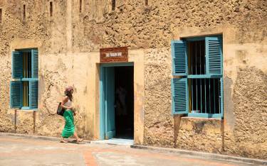 Tourist visiting the old prison buildings