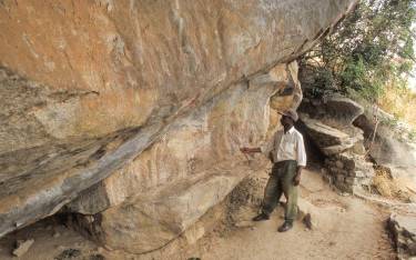 Guide showing rock art