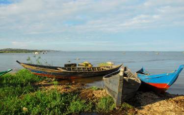 Old fishing boats on the lake