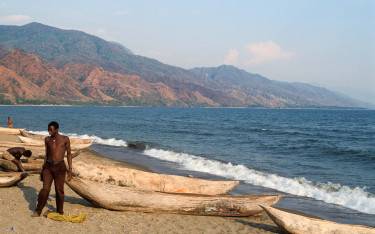 Matema Beach below Livingstone Mountains on Lake Nyasa