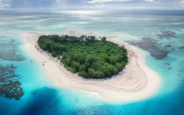 Aerial view of  Mnemba Island