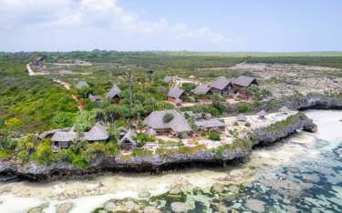 Lodge built on coral rocks
