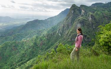 Traveler at Irente Viewpoint near Lushoto