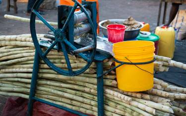 Sugar cane juice stall at Forodhani Gardens