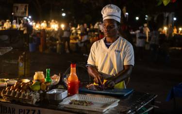 Food stall at Forodhani Gardens at night