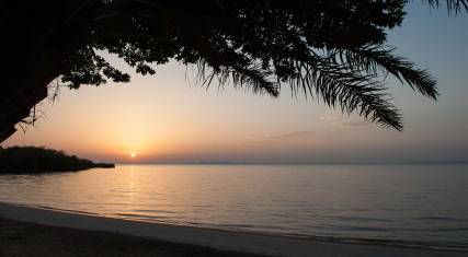 Sunset over Speke Bay on Lake Victoria