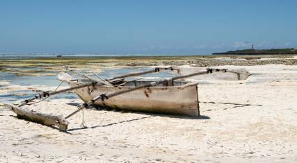 Boat lying on the beach