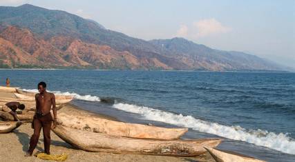 Matema Beach below Livingstone Mountains on Lake Nyasa