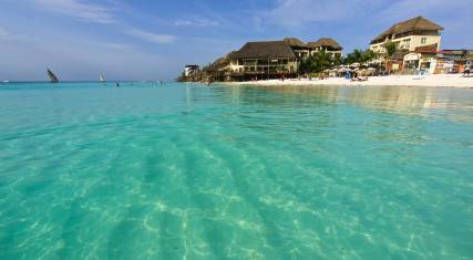 Azure waters in front of Nungwi town and beach