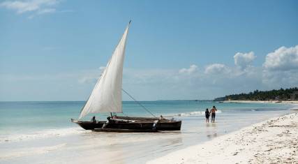 Traditional dhow at Uroa Beach