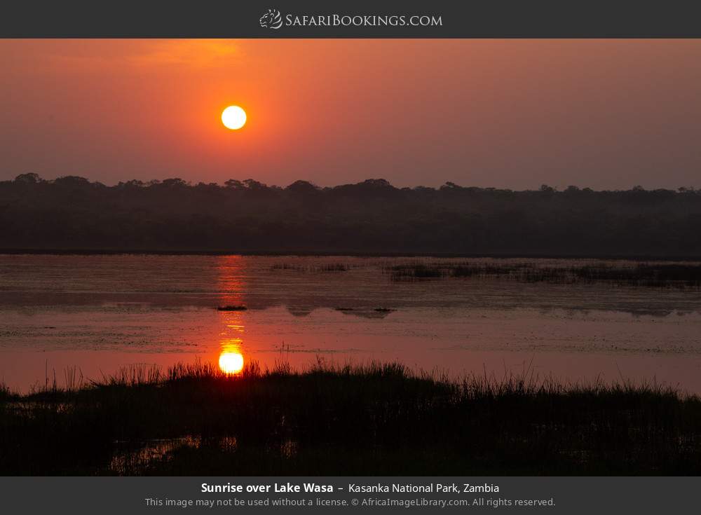 Sunrise over Lake Wasa in Kasanka National Park, Zambia
