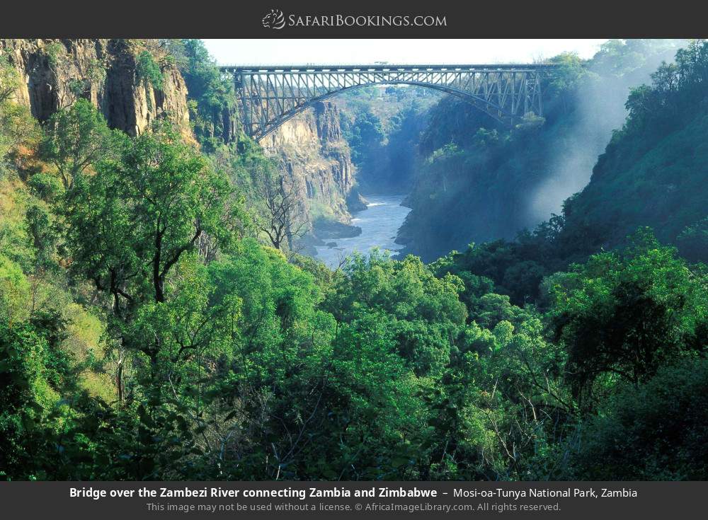 Bridge over the Zambezi River connecting Zambia and Zimbabwe in Mosi-oa-Tunya National Park, Zambia