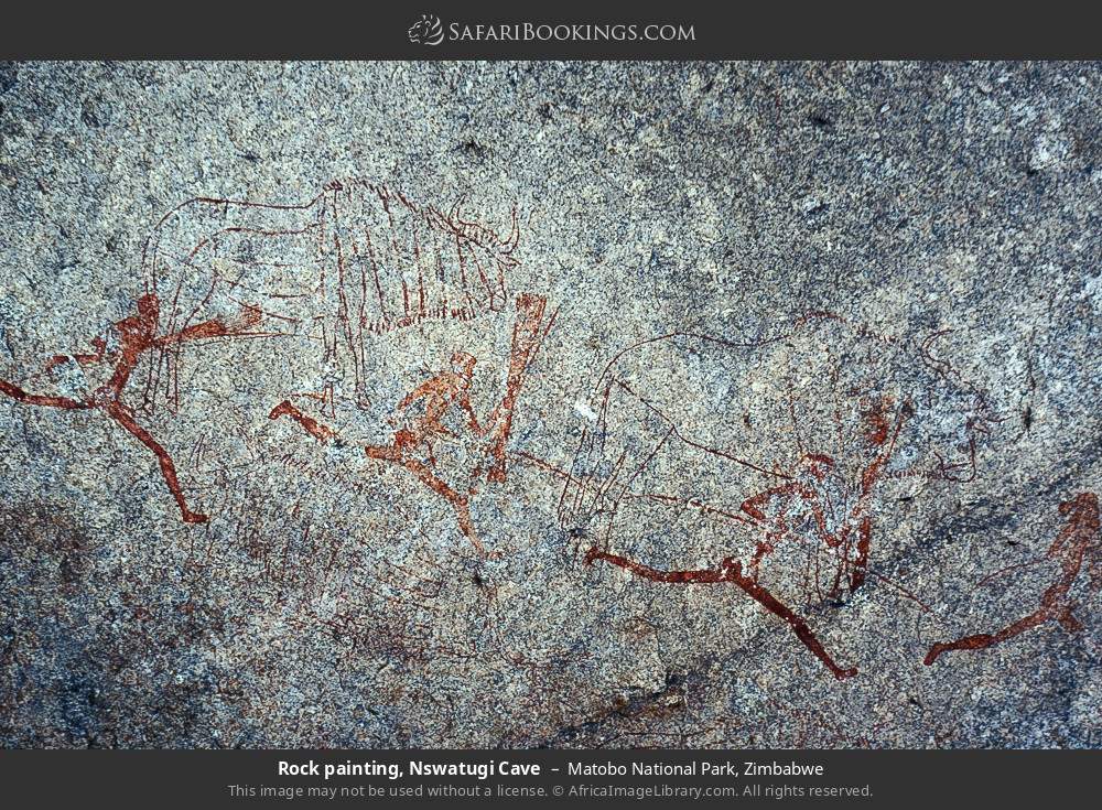 Rock painting, Nswatugi Cave in Matobo National Park, Zimbabwe