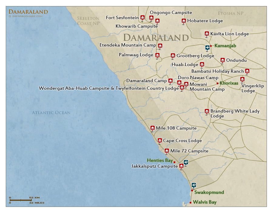 Detailed Map of Damaraland