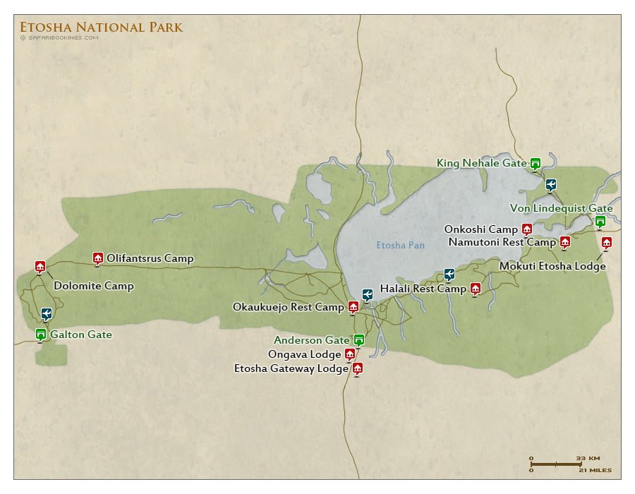 Detailed Map of Etosha National Park