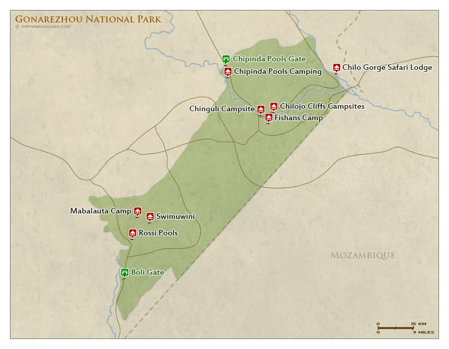 Detailed Map of Gonarezhou National Park