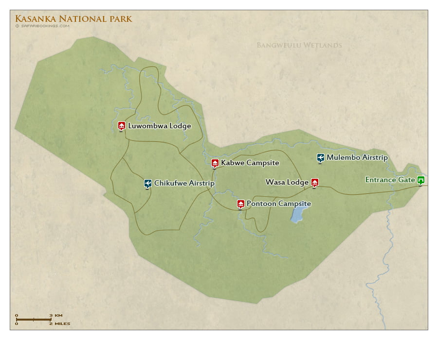 Detailed Map of Kasanka National Park