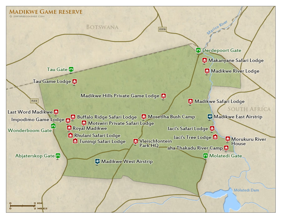 Detailed Map of Madikwe Game Reserve
