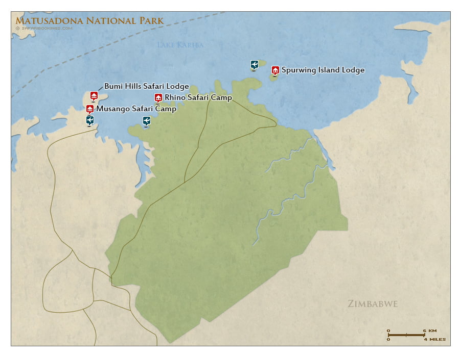 Detailed Map of Matusadona National Park