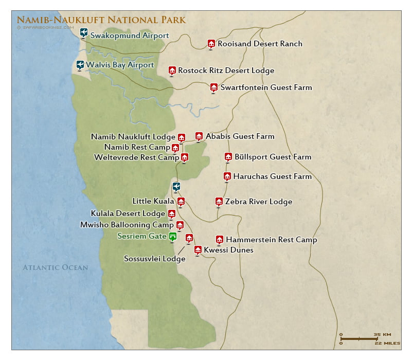Detailed Map of Namib-Naukluft National Park