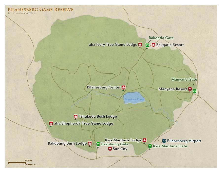 Detailed Map of Pilanesberg Game Reserve