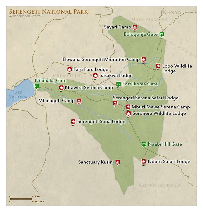 Detailed Map of Serengeti National Park