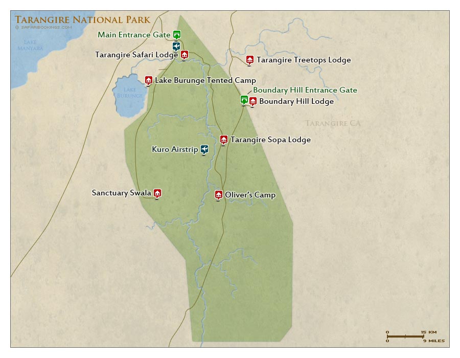 Detailed Map of Tarangire National Park