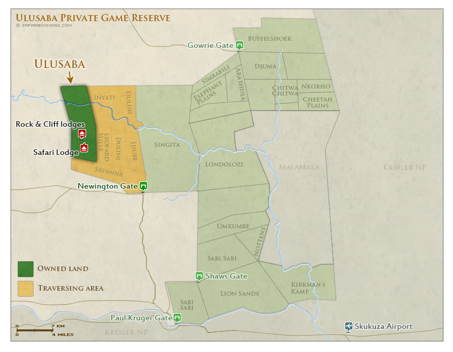 Detailed Map of Ulusaba Private Game Reserve