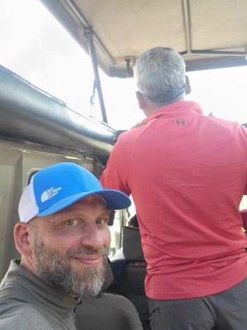 Ahmed Mashaal on Safari in the Safari Vehicle